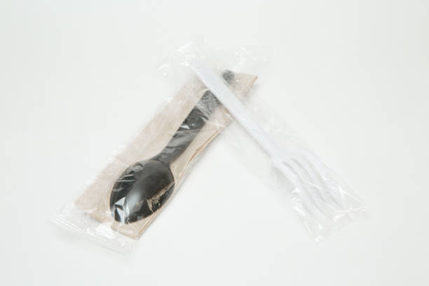 istock Isolated of Recyclable plastic cutlery on white background 1211889880