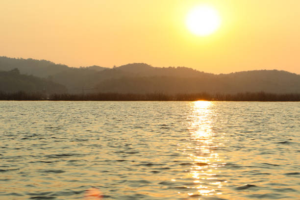 istock Sunset on reservoir with twilight sky at dusk 1211901224