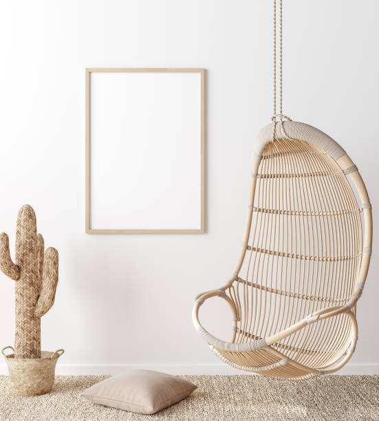 istock Mock up poster frame in living room interior. Interior Scandinavian style 1211907282