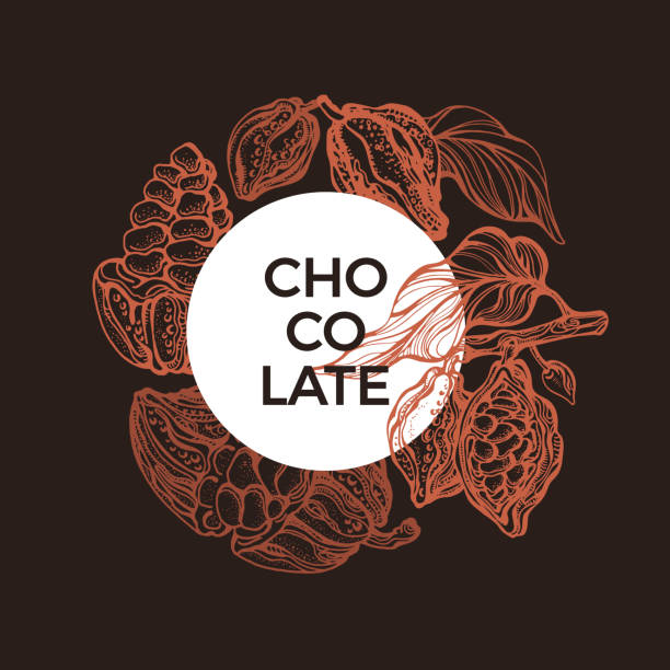 символ круга какао. векторная графическая биокарта - chocolate beans stock illustrations