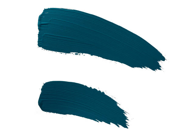 istock Set of Teal blue paint brush stroke 1211920204