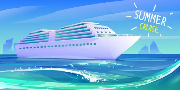 Vector illustration of Summer luxury vacation on cruise ship