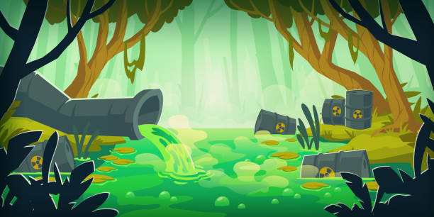 Toxic Swamp Polluted By Wastewater And Garbage Stock Illustration -  Download Image Now - Swamp, Spooky, Rainforest - iStock