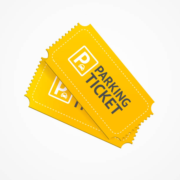 Realistic 3d Detailed Parking Tickets Set. Vector Realistic 3d Detailed Yellow Paper Parking Tickets Set. Vector illustration of Service Park Ticket Document Concept coupon stock illustrations