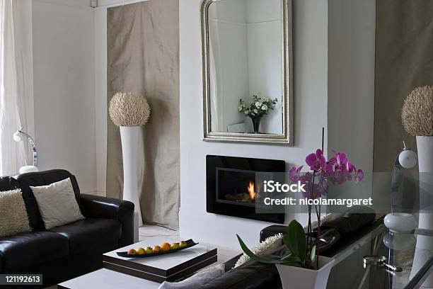Contemporary Living 3 Stock Photo - Download Image Now - Fireplace, Elegance, Modern