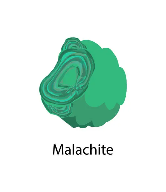 Vector illustration of Malachite Copper Carbonate Hydroxid Mineral Vector