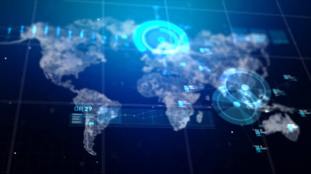 istock Abstract background world map and statistic graph, for technology and business concept, shallow depth of field effect, with copy space 1211936972