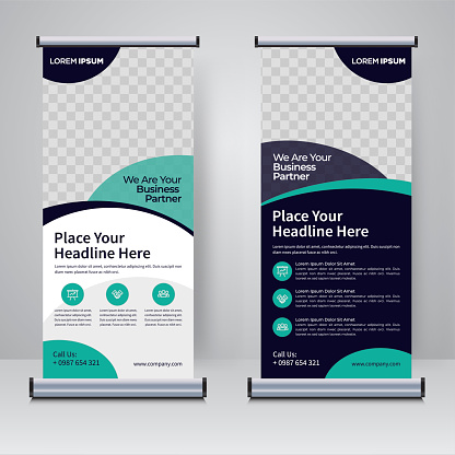 Corporate rollup or X banner design template vector illustration