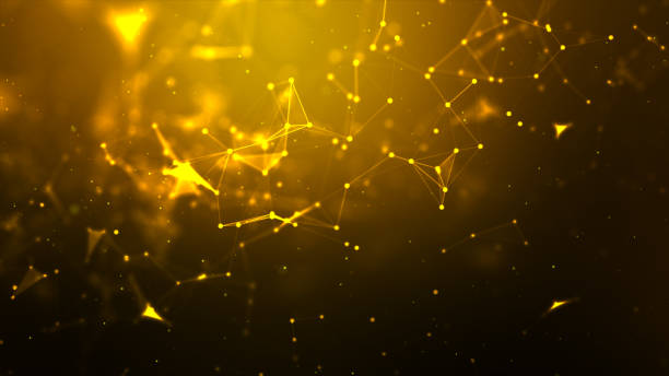 istock Abstract background Dot and connect line for cyber technology futuristic and network connection concept with dark and grain processed wide screen ratio 1211937416
