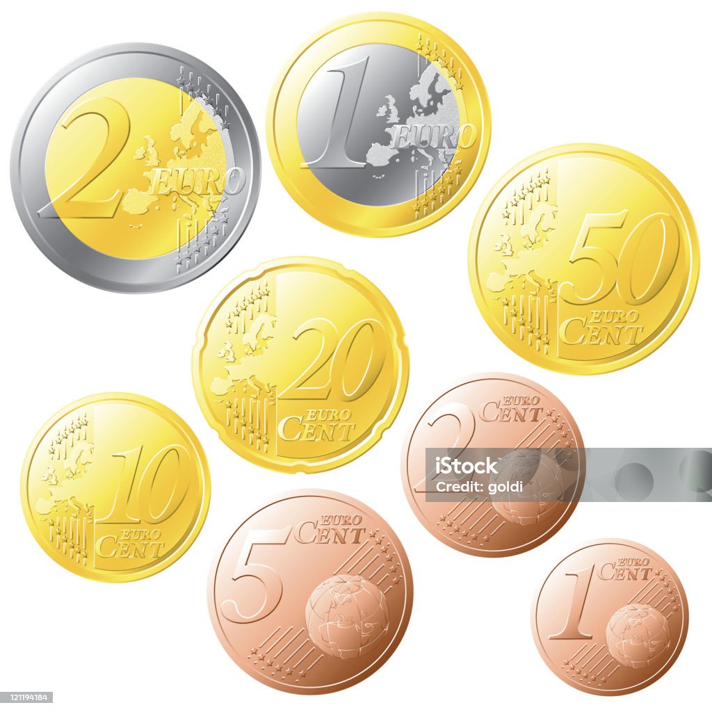 Pièces en Euro - clipart vectoriel de Pièce de monnaie d'euro libre de droits
