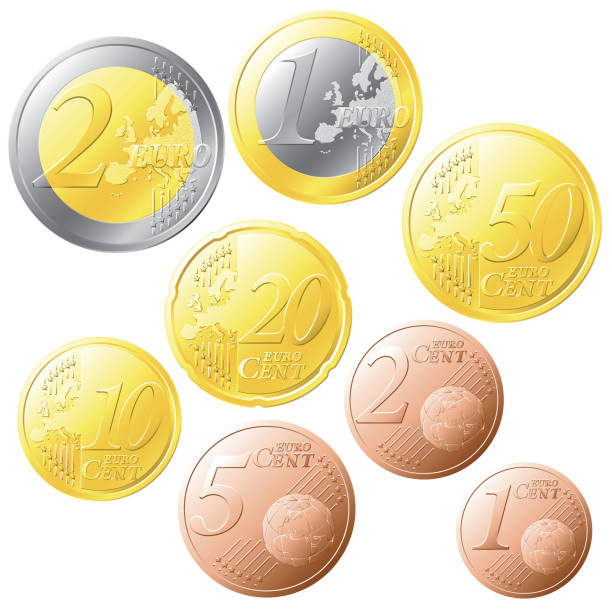 monety euro - european union coin illustrations stock illustrations