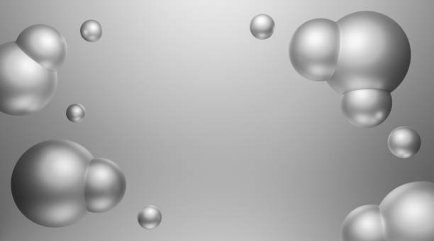 istock 3d silver sphere abstract background gradient and reflection for banner and wallpaper on website. Light silver metal texture or shiny metallic balls. 3d molecules pattern or atoms. Empty grey texture. 1211945178
