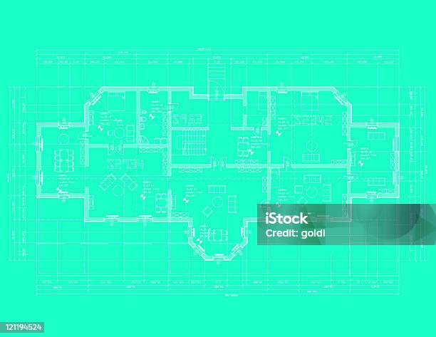 Ilustración de Houseplan Azul y más Vectores Libres de Derechos de Planta - Planta, Casa, Interior de la casa