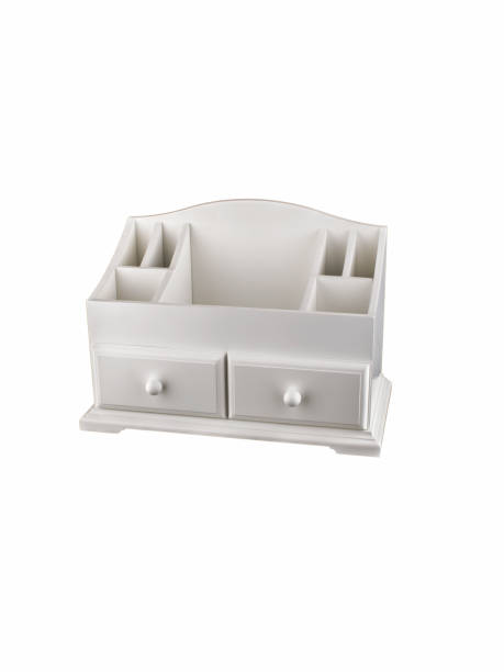 istock White wooden box for cosmetics. Casket for storing small items with pull-out shelves. 1211945964