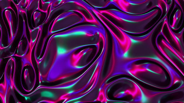 istock Computer generated realistic background of weaving iridescent cloth, 3D rendering background 1211949370