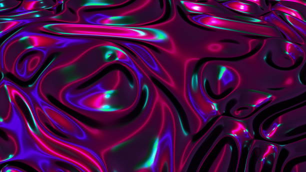 istock Computer generated realistic background of weaving iridescent cloth, 3D rendering background 1211949372