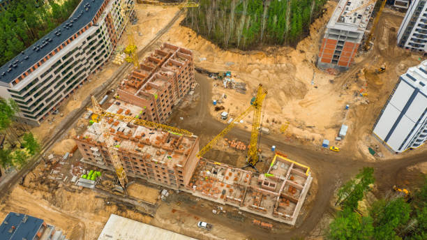 istock Construction site in the forest. Destruction of nature due to development. 1211950881