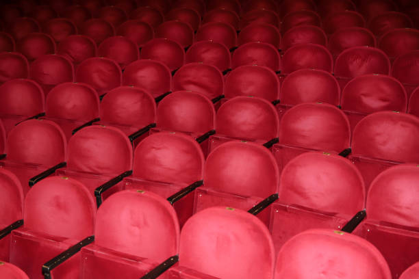istock Classic rows of empty reddish seats in theatre 1211950942