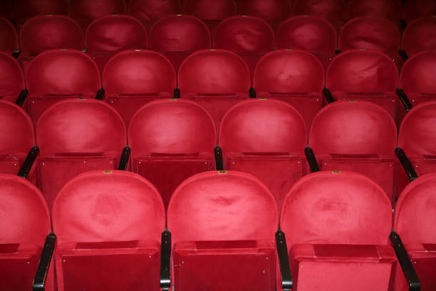 istock Classic rows of empty reddish seats in theatre 1211950954