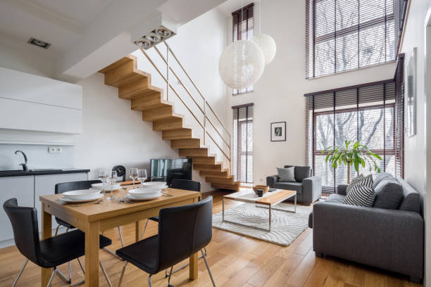 istock Stylish two-floor apartment with open space 1211952453