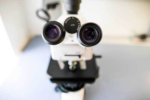 istock Microscope. Laboratory with a microscope. New technologies. Scientific research. The study of the behavior of materials. 1211955270