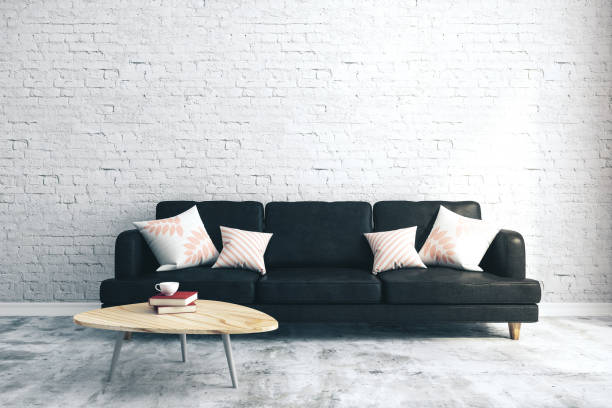 istock Modern brick living room 1211955296