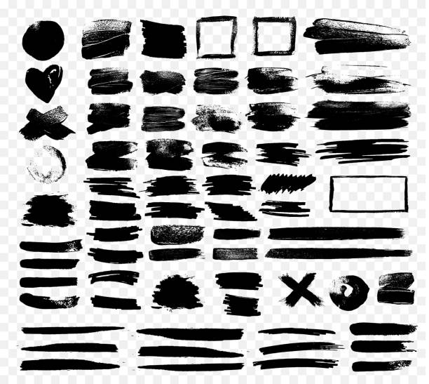 istock Collection of black paint brush strokes, grunge effect elements. Must have black grunge shapes for any design. Vector banners 1211955310