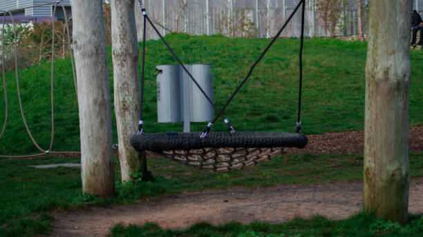 istock Wooden Park with Green Grass 1211955554