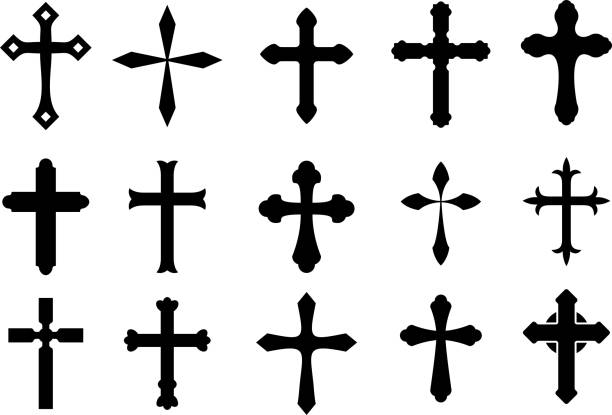 ilustrações, clipart, desenhos animados e ícones de cross símbolos - cross ornate catholicism cross shape