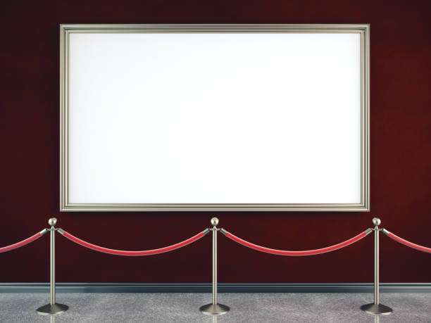 istock Stanchions barrier and blank poster 1211956103
