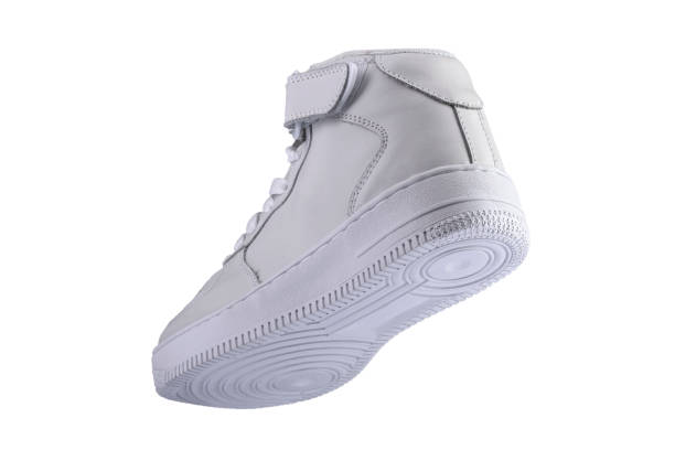 istock Sport shoes. White high sneaker on a white background. 1211961143