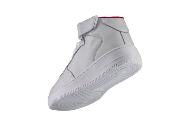 istock Sport shoes. White high sneaker on a white background. 1211961195