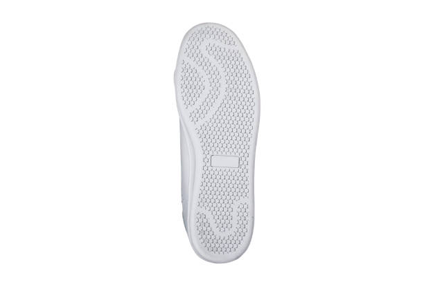 istock Sole white polyurethane sneaker on a white background.Bottom sports shoes polyester 1211961222