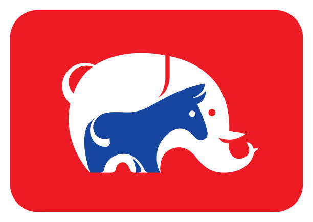 elephant and donkey symbol vector illustration of elephant and donkey symbol political joke stock illustrations