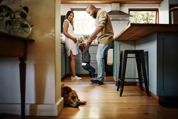 Love begins at home Shot of a young family spending quality time in the kitchen at home animal related occupation photos stock pictures, royalty-free photos & images