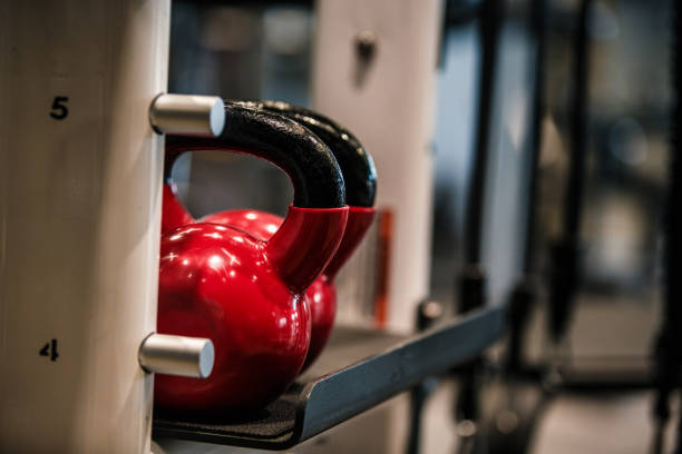 istock Kettlebells ready to use for a gym workout 1211967287