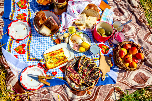 istock Retro breakfast like in old times, outdoor. 1211967913