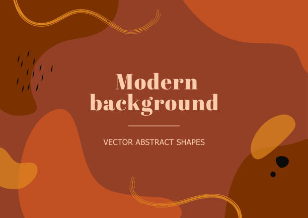 Modern stylish background with organic abstract shapes and line in terracotta colors. Contemporary template in bauhaus style. Burnt orange contemporary collage. Vector Illustration for branding design terra stock illustrations