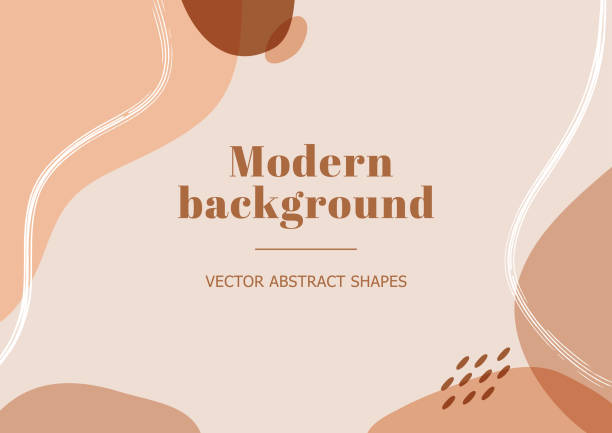Modern and stylish template with organic abstract shapes in nude pastel colors. Neutral beige and terracotta background in Scandinavian style. Burnt orange contemporary collage. Vector Illustration terra stock illustrations