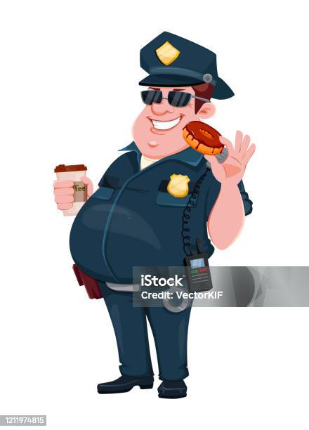 Police Officer Funny Cartoon Character Stock Illustration - Download Image  Now - Adult, Adults Only, Bakery - iStock