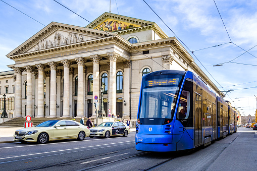 Traffic in Berlin with Oberbaumbrücke in the background