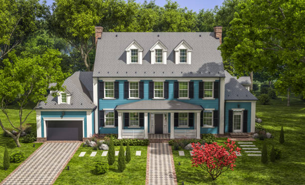 istock 3d rendering of modern classic house in colonial style 1211976947