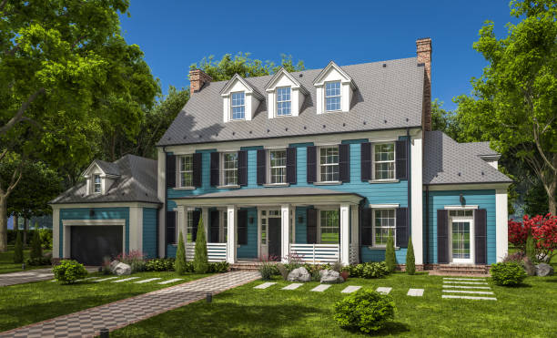 istock 3d rendering of modern classic house in colonial style 1211976965