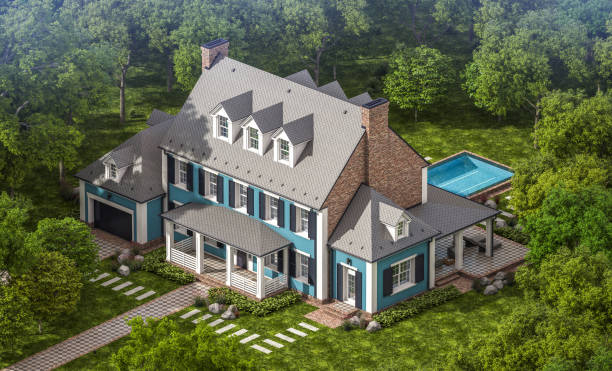 istock 3d rendering of modern classic house in colonial style 1211976967