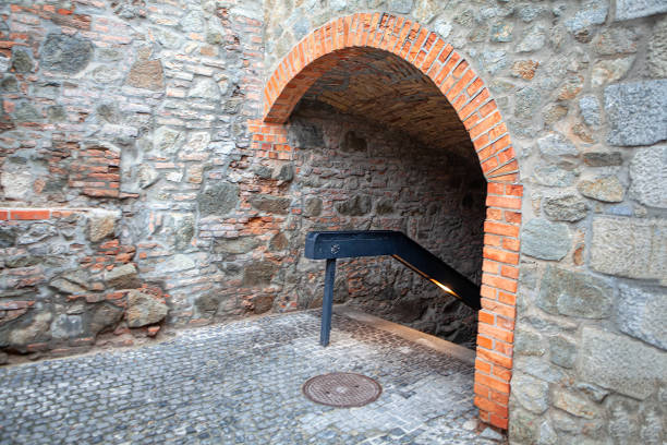 Brno, Czechia - Oct 8, 2019: Spilberk Castle Courtyard and Castle Well - Brno, Czech Republic
