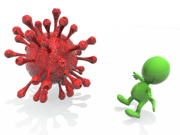 istock Coronavirus and the escaping man 3d rendering 1211983703
