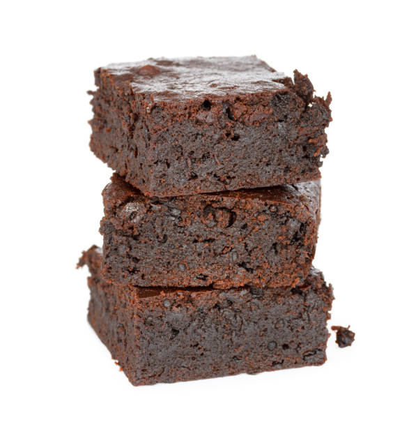 istock Chocolate brownie cakes isolated on white 1211984464