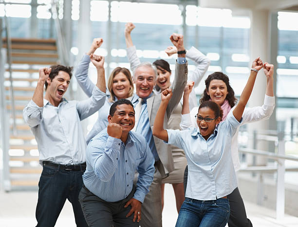istock Business team celebrating over finalization of a contract 121198598