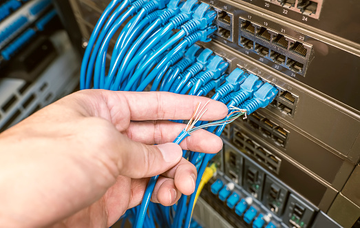 Network Cable Problem Image Hand With Damaged Stranded Network Cable Problem With Communication ...