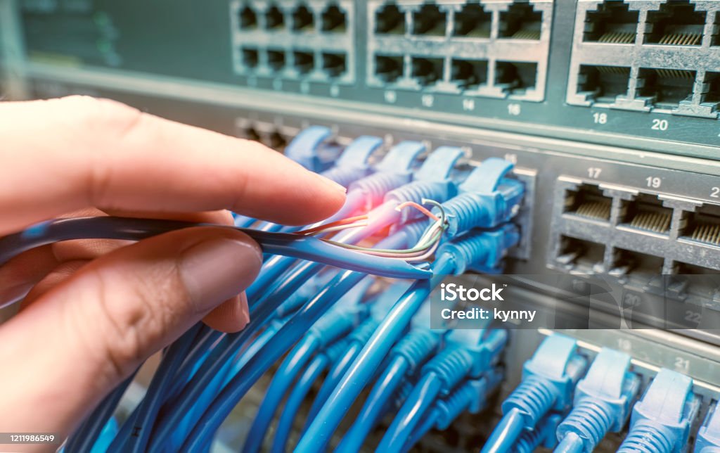 Network Cable Problem Image Hand With Damaged Stranded Network Cable Problem With Communication ...